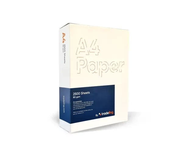 Tradeling A4, Photocopy Paper 80 Gsm, 500 Sheets, Pack of 5 Reams - White